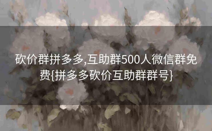 砍价群拼多多,互助群500人微信群免费{拼多多砍价互助群群号}