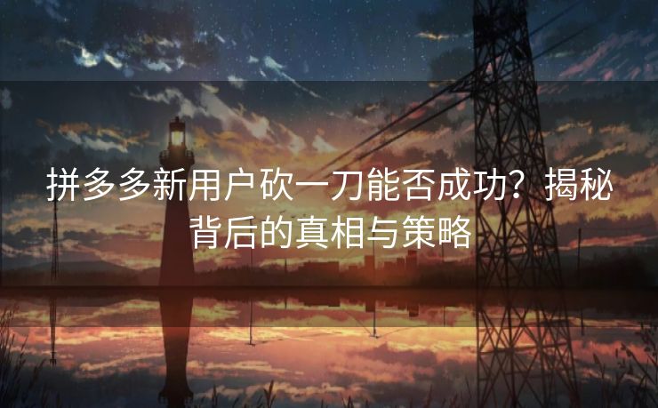 拼多多新用户砍一刀能否成功？揭秘背后的真相与策略