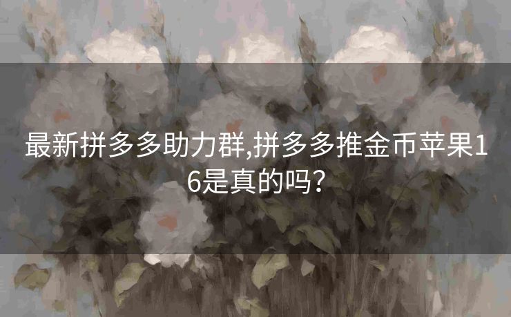 最新拼多多助力群,拼多多推金币苹果16是真的吗？