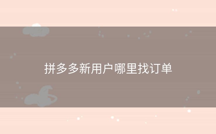 拼多多新用户哪里找订单
