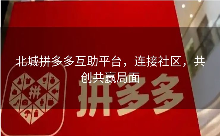 北城拼多多互助平台，连接社区，共创共赢局面