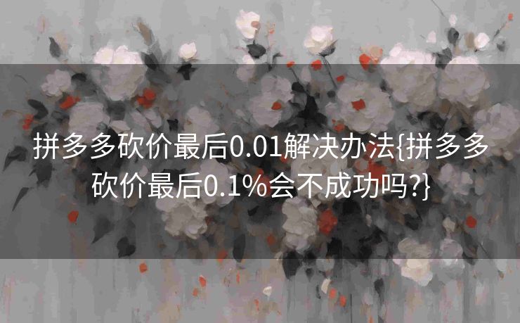 拼多多砍价最后0.01解决办法{拼多多砍价最后0.1%会不成功吗?}