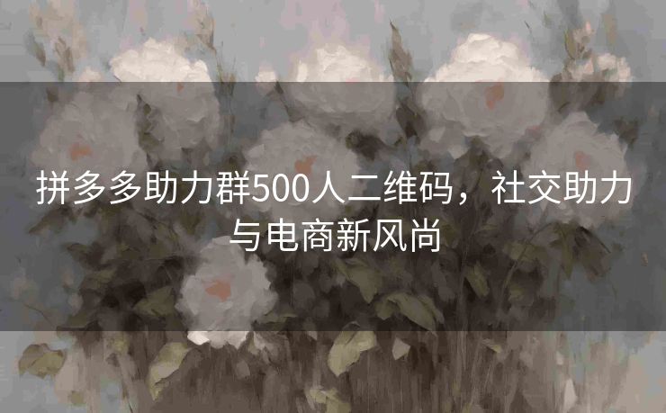 拼多多助力群500人二维码，社交助力与电商新风尚