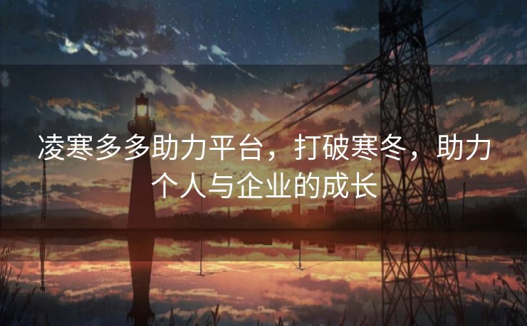 凌寒多多助力平台，打破寒冬，助力个人与企业的成长