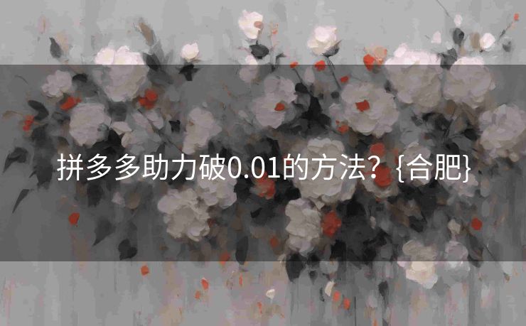 拼多多助力破0.01的方法？{合肥}