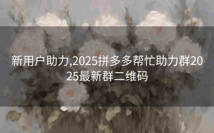 新用户助力,2025拼多多帮忙助力群2025最新群二维码