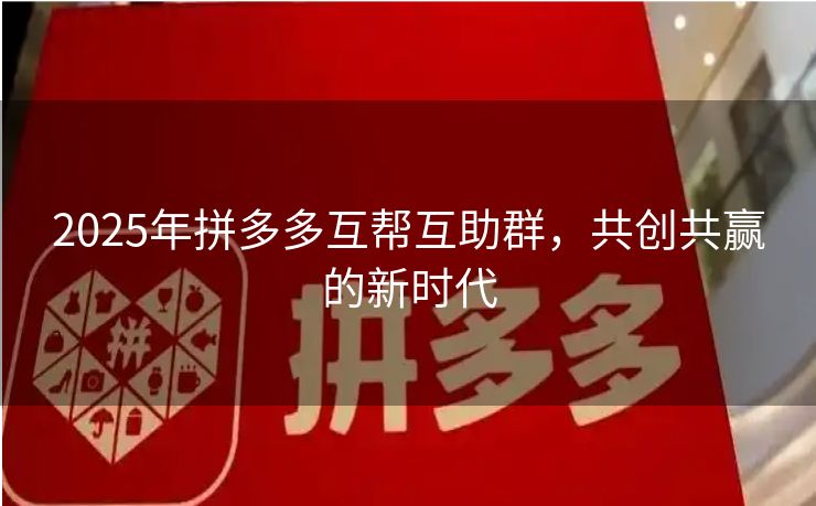 2025年拼多多互帮互助群，共创共赢的新时代