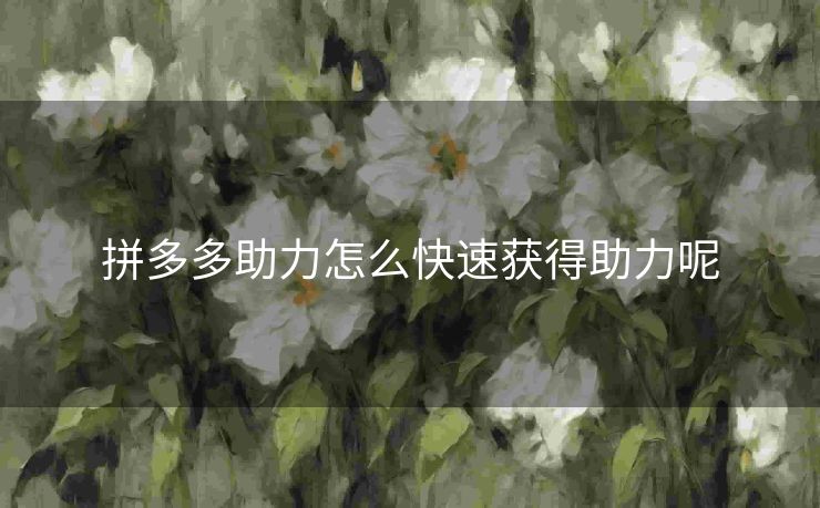 拼多多助力怎么快速获得助力呢