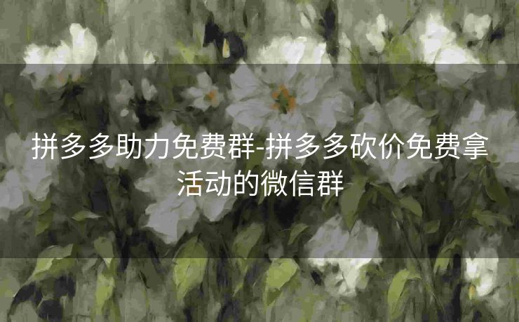拼多多助力免费群-拼多多砍价免费拿活动的微信群