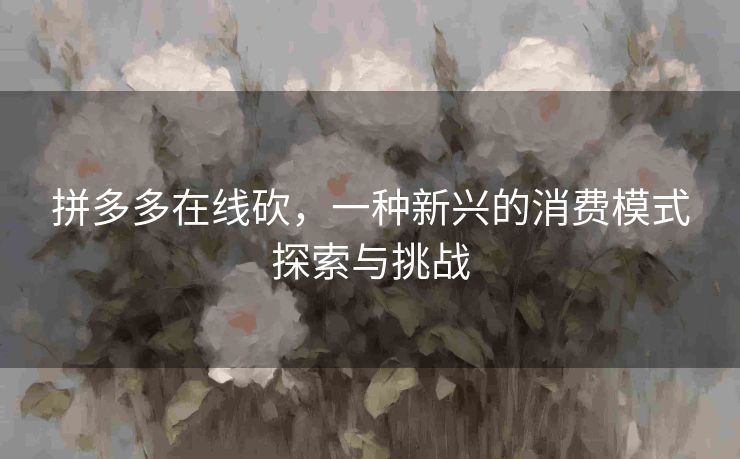 拼多多在线砍，一种新兴的消费模式探索与挑战