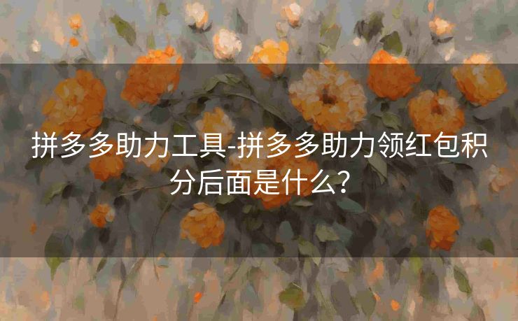 拼多多助力工具-拼多多助力领红包积分后面是什么？