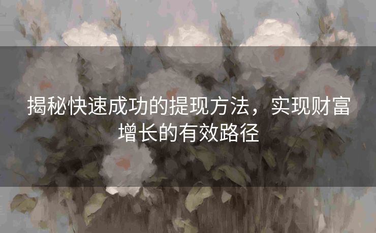 揭秘快速成功的提现方法，实现财富增长的有效路径