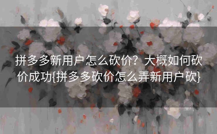 拼多多新用户怎么砍价？大概如何砍价成功{拼多多砍价怎么弄新用户砍}