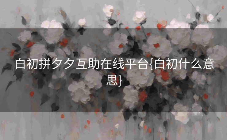 白初拼夕夕互助在线平台{白初什么意思}