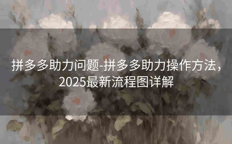 拼多多助力问题-拼多多助力操作方法，2025最新流程图详解