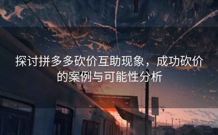 探讨拼多多砍价互助现象，成功砍价的案例与可能性分析