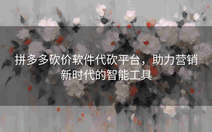 拼多多砍价软件代砍平台，助力营销新时代的智能工具
