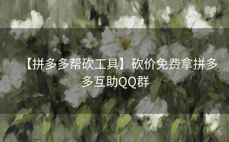 【拼多多帮砍工具】砍价免费拿拼多多互助QQ群