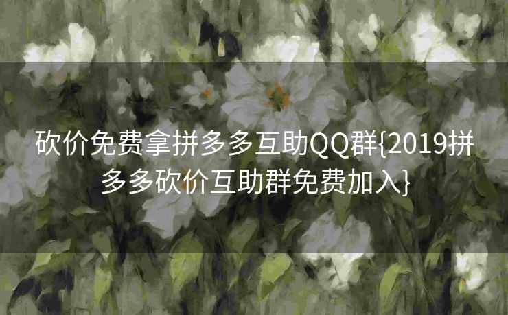 砍价免费拿拼多多互助QQ群{2019拼多多砍价互助群免费加入}