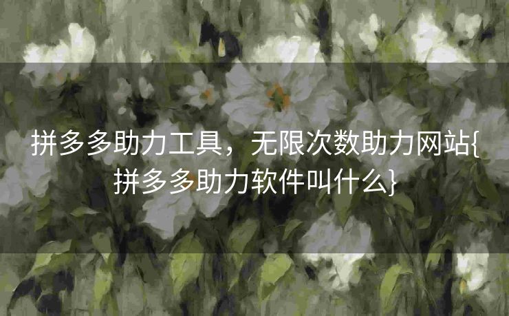 拼多多助力工具，无限次数助力网站{拼多多助力软件叫什么}