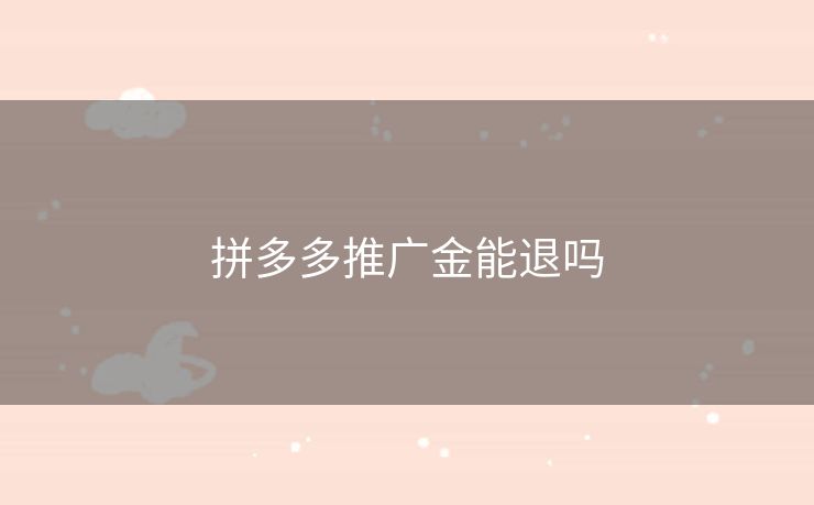 拼多多推广金能退吗