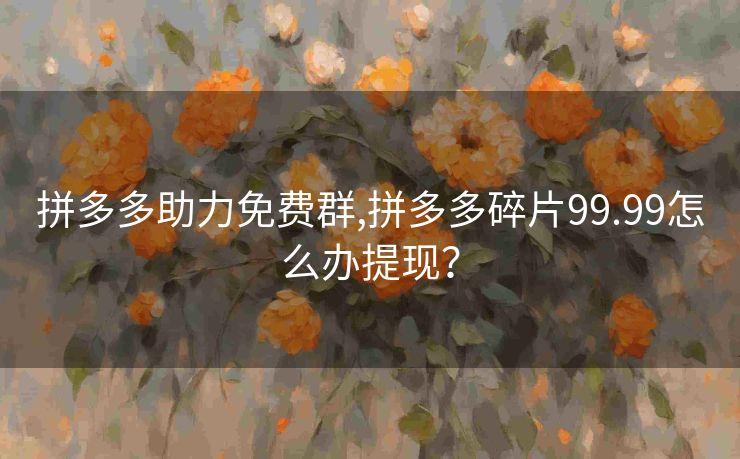 拼多多助力免费群,拼多多碎片99.99怎么办提现？