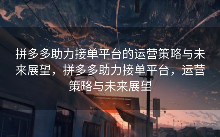 拼多多助力接单平台的运营策略与未来展望，拼多多助力接单平台，运营策略与未来展望