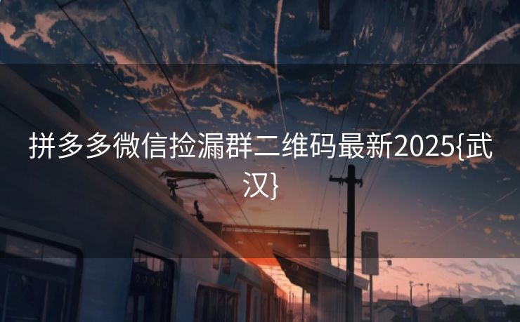 拼多多微信捡漏群二维码最新2025{武汉}