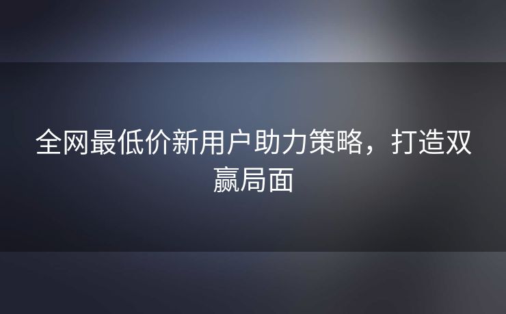 全网最低价新用户助力策略，打造双赢局面