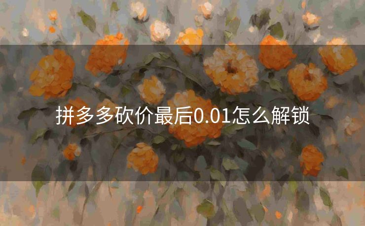 拼多多砍价最后0.01怎么解锁