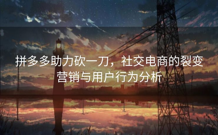 拼多多助力砍一刀，社交电商的裂变营销与用户行为分析