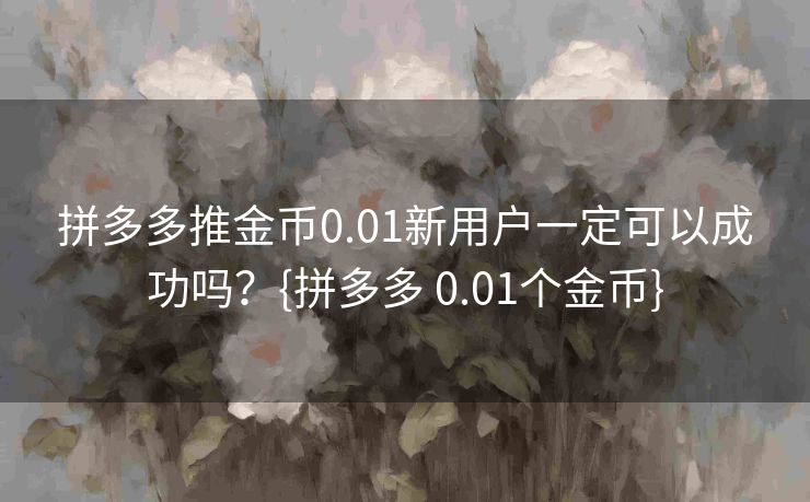拼多多推金币0.01新用户一定可以成功吗？{拼多多 0.01个金币}