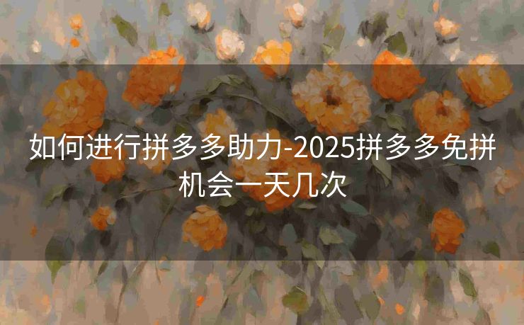 如何进行拼多多助力-2025拼多多免拼机会一天几次