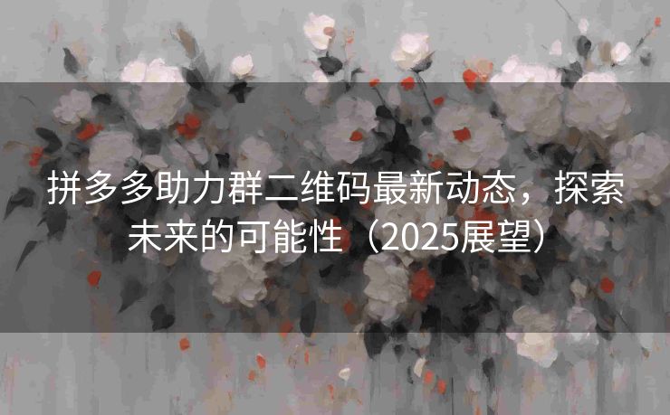 拼多多助力群二维码最新动态，探索未来的可能性（2025展望）