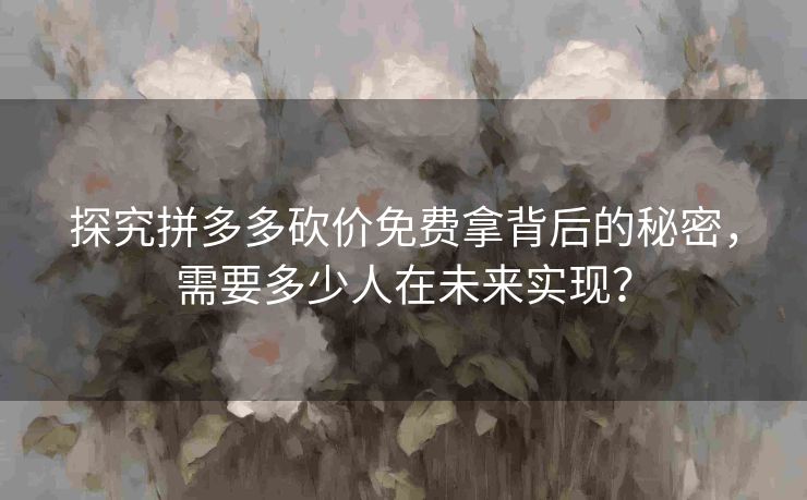 探究拼多多砍价免费拿背后的秘密，需要多少人在未来实现？