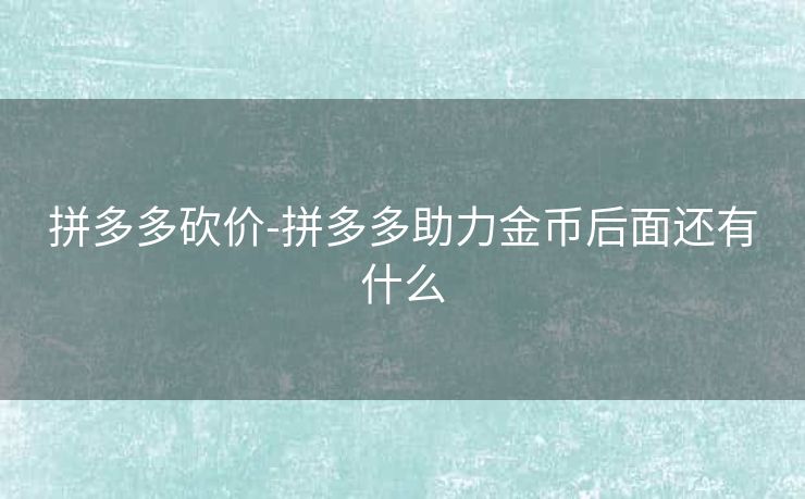 拼多多砍价-拼多多助力金币后面还有什么