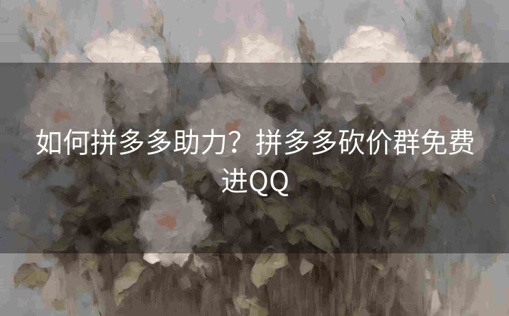 如何拼多多助力？拼多多砍价群免费进QQ