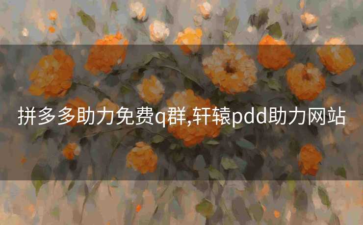 拼多多助力免费q群,轩辕pdd助力网站
