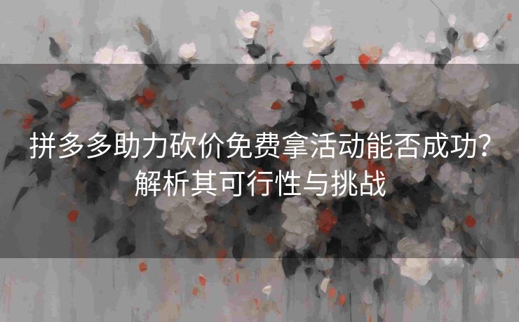 拼多多助力砍价免费拿活动能否成功？解析其可行性与挑战