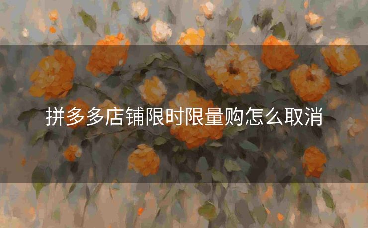 拼多多店铺限时限量购怎么取消