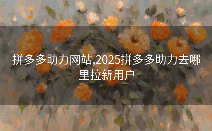 拼多多助力网站,2025拼多多助力去哪里拉新用户