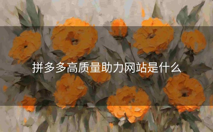 拼多多高质量助力网站是什么