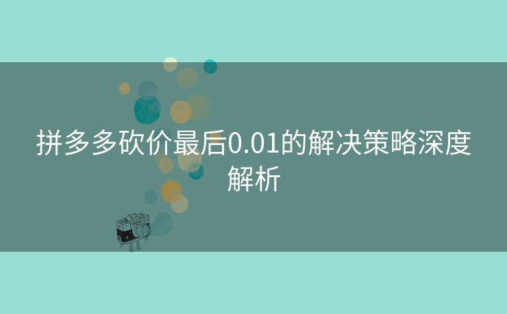 拼多多砍价最后0.01的解决策略深度解析