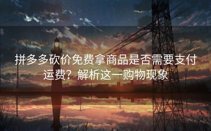 拼多多砍价免费拿商品是否需要支付运费？解析这一购物现象