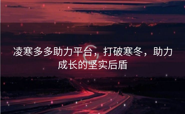 凌寒多多助力平台，打破寒冬，助力成长的坚实后盾