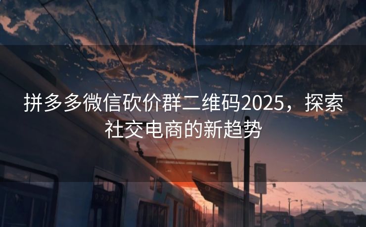 拼多多微信砍价群二维码2025，探索社交电商的新趋势