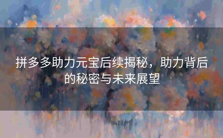 拼多多助力元宝后续揭秘，助力背后的秘密与未来展望