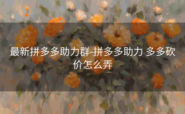 最新拼多多助力群-拼多多助力 多多砍价怎么弄