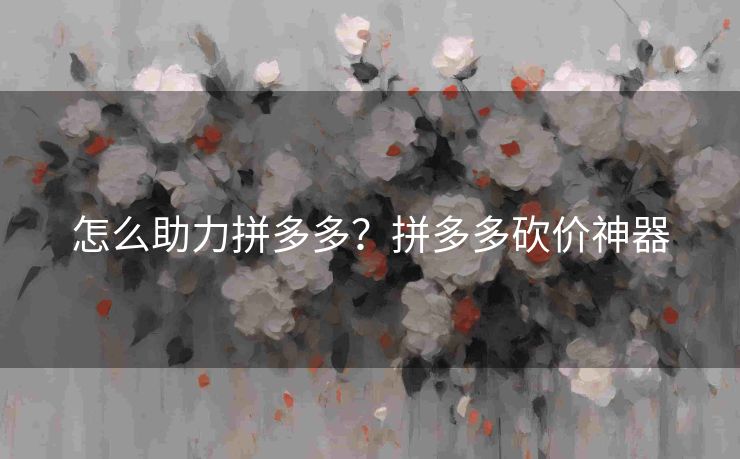 怎么助力拼多多？拼多多砍价神器