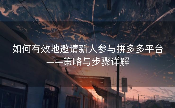 如何有效地邀请新人参与拼多多平台——策略与步骤详解